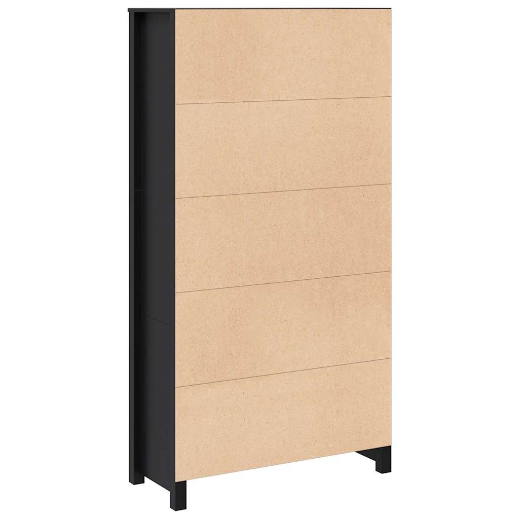 Highboard Schwarz 80x35x154 cm Massivholz Kiefer