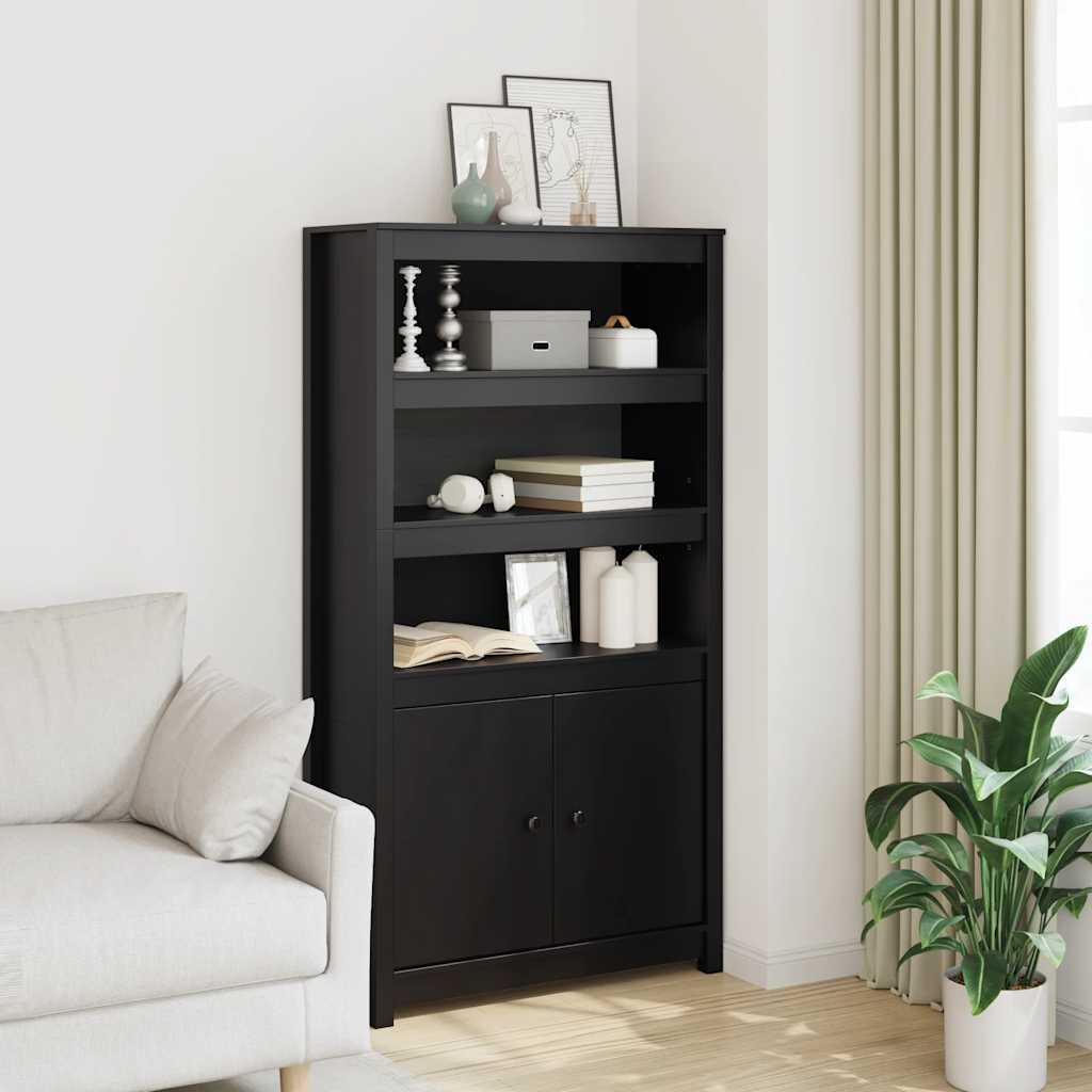 Highboard Schwarz 80x35x154 cm Massivholz Kiefer