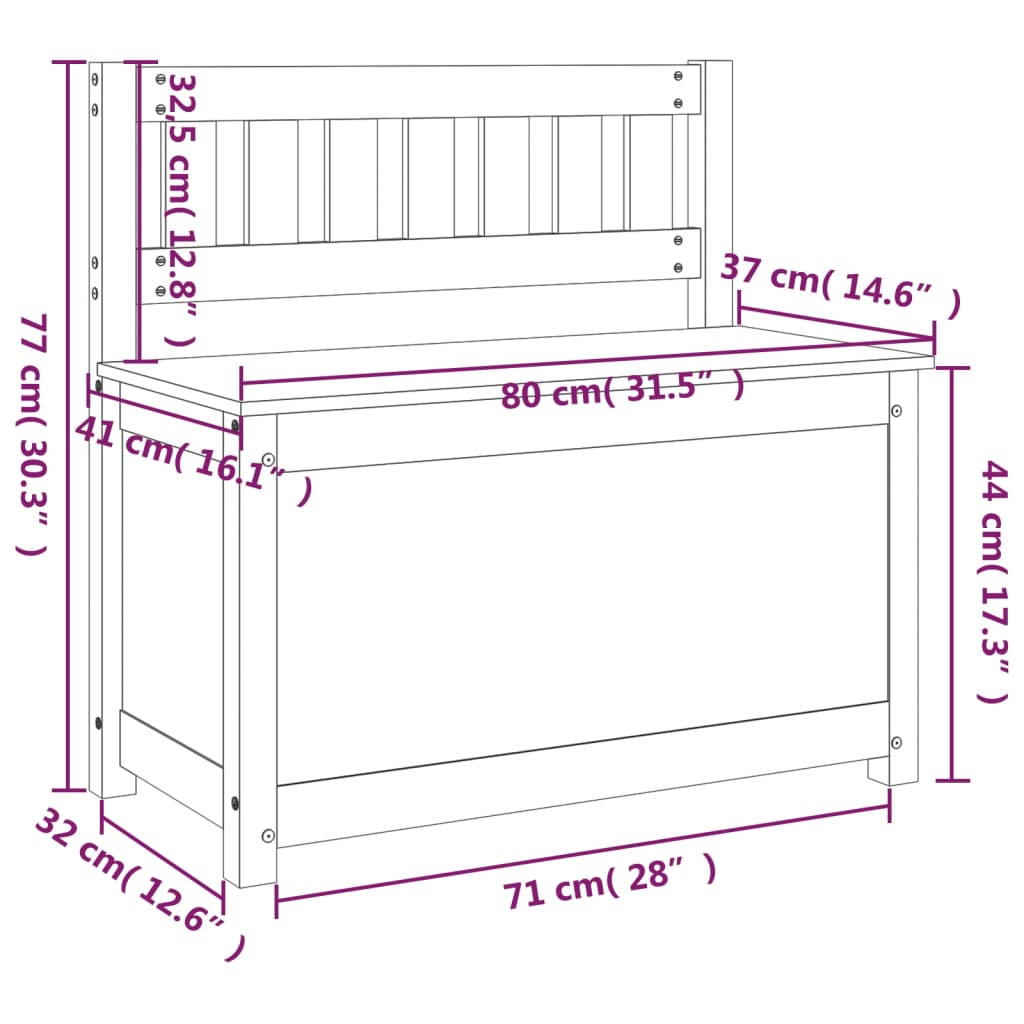Sitzbank Honigbraun 80x41x77 cm Massivholz Kiefer