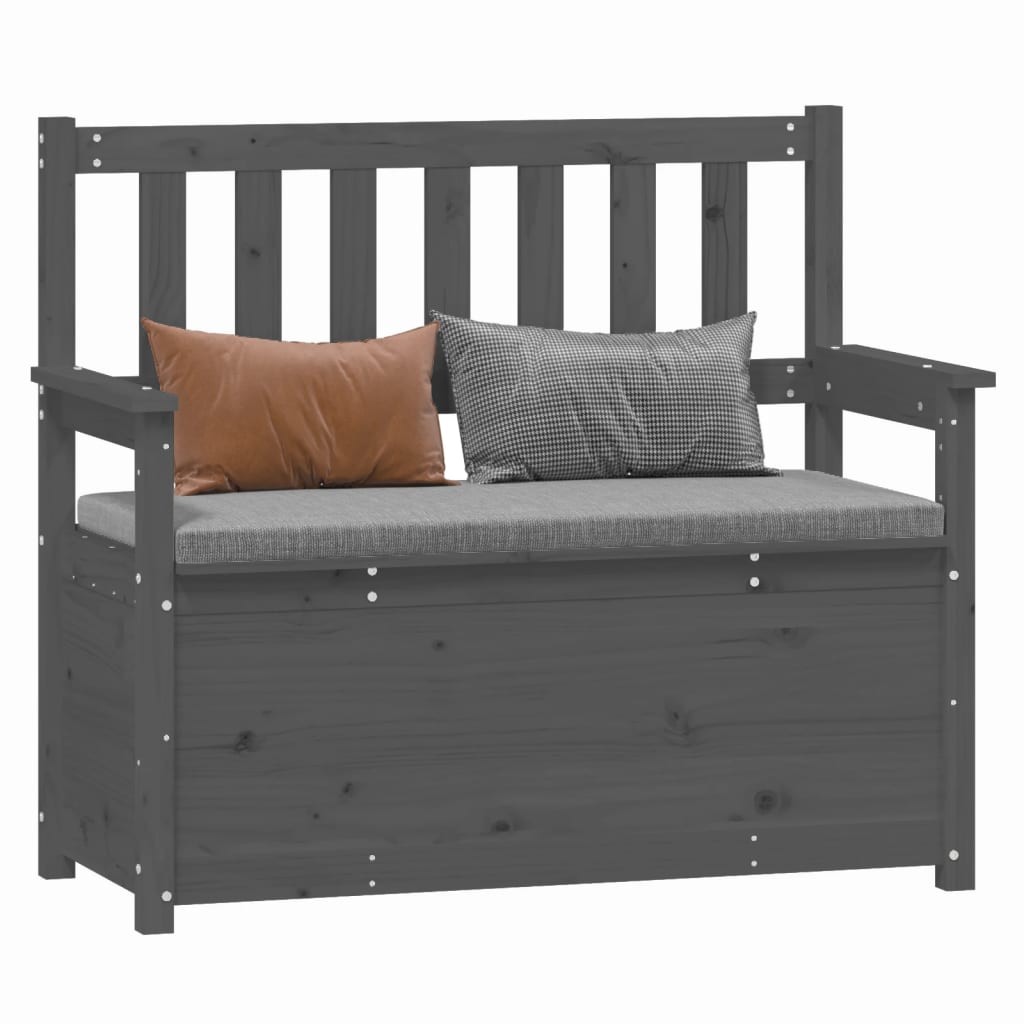 Sitzbank Grau 112,5x51,5x96,5 cm Massivholz Kiefer