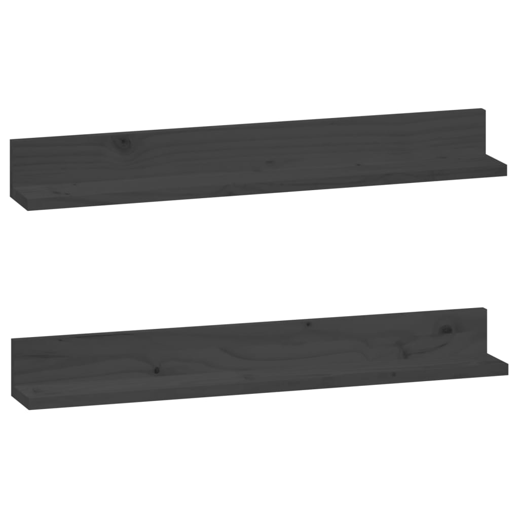 Wandregale 2 Stk. Grau 80x11x9 cm Massivholz Kiefer
