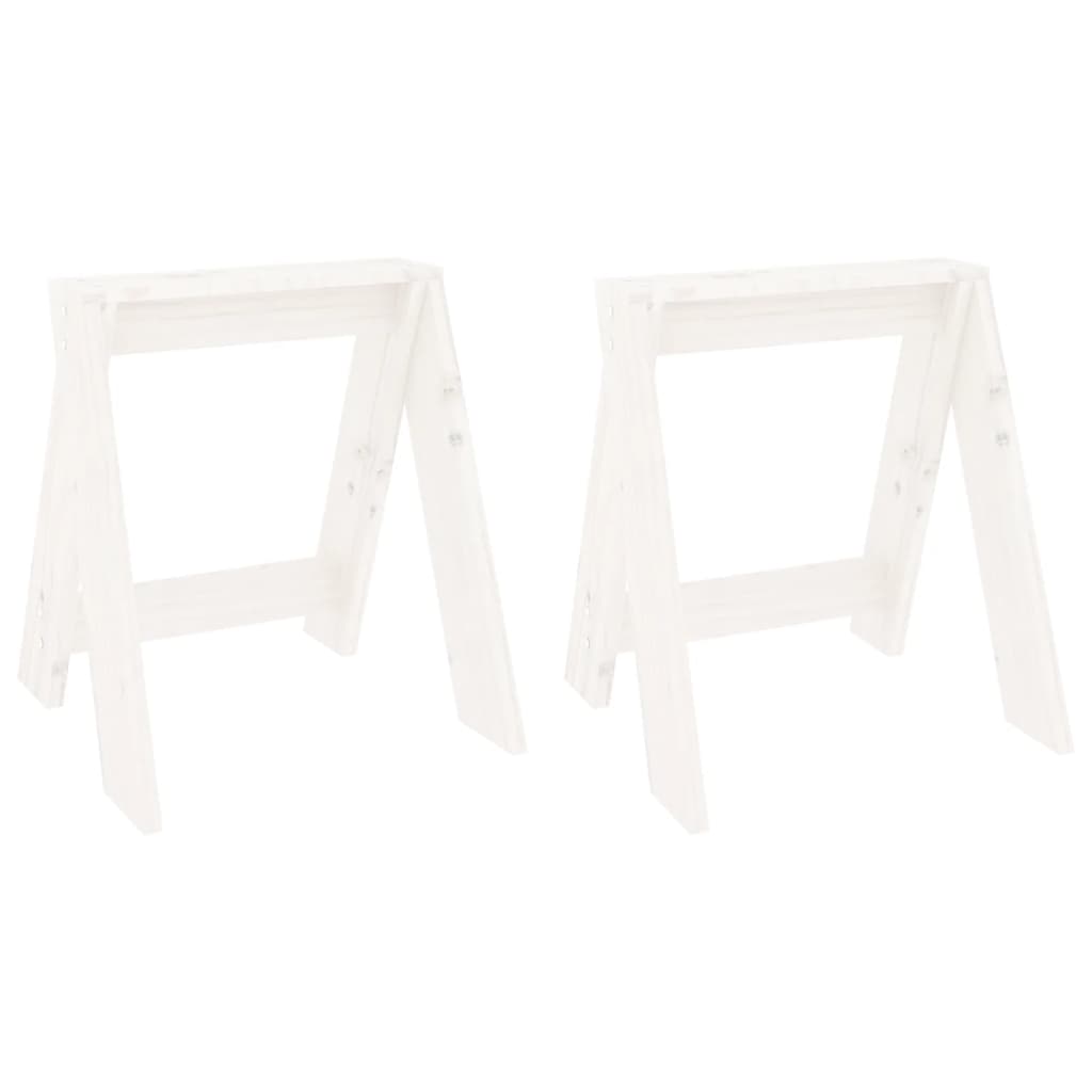 Hocker 2 Stk. Weiß 40x40x45 cm Massivholz Kiefer