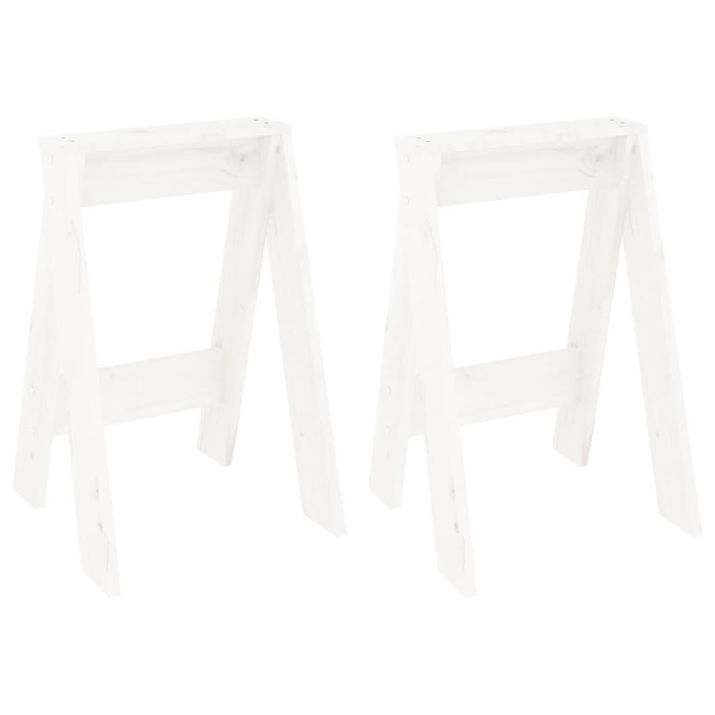 Hocker 2 Stk. Weiß 40x40x60 cm Massivholz Kiefer