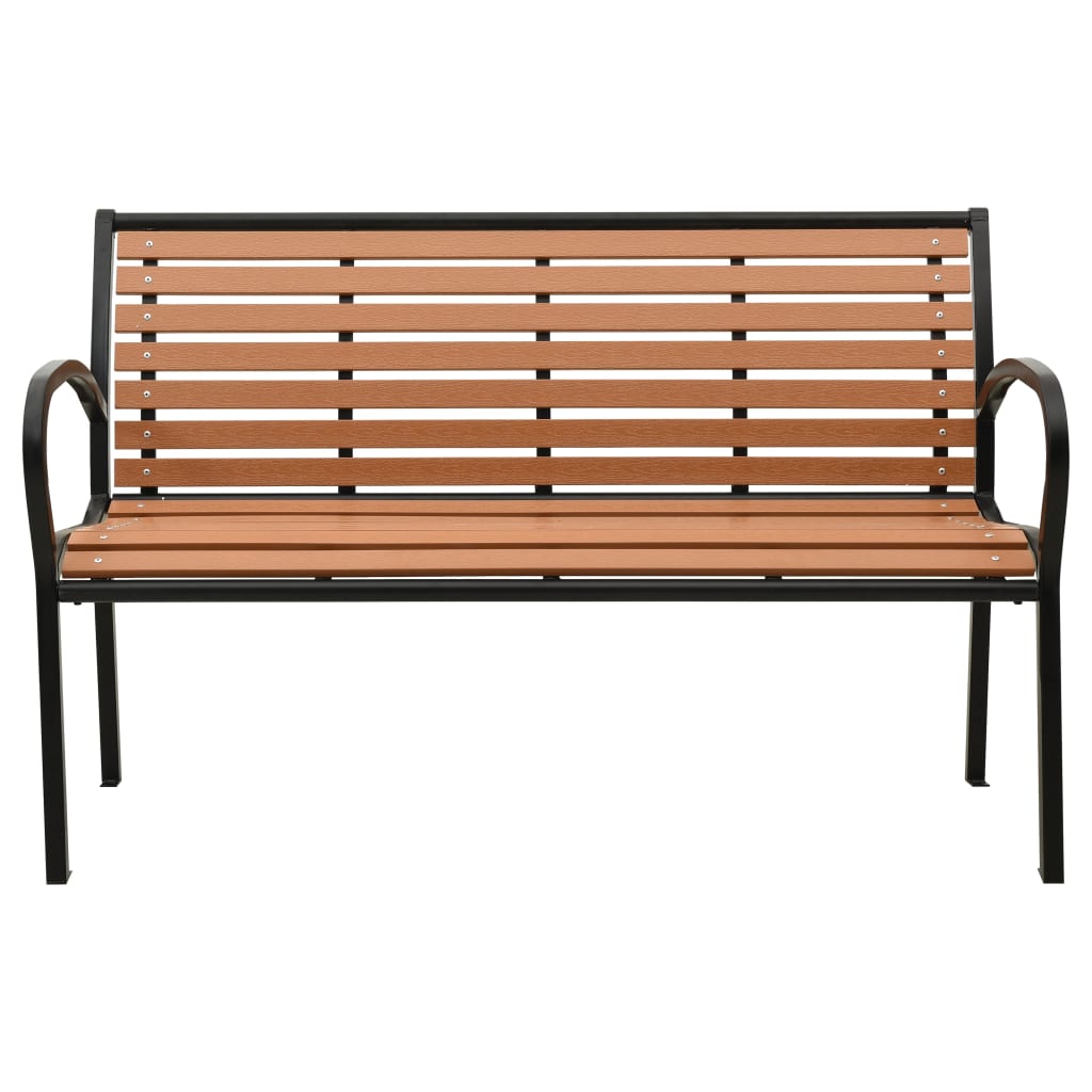 Gartenbank Schwarz und Braun 116 cm Stahl und WPC