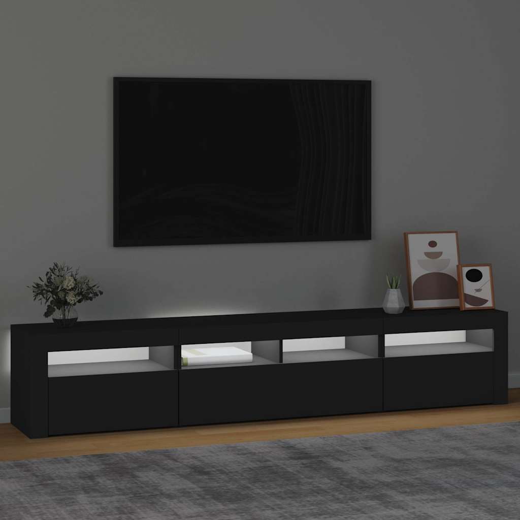 TV-Schrank mit LED-Leuchten Schwarz 210x35x40 cm