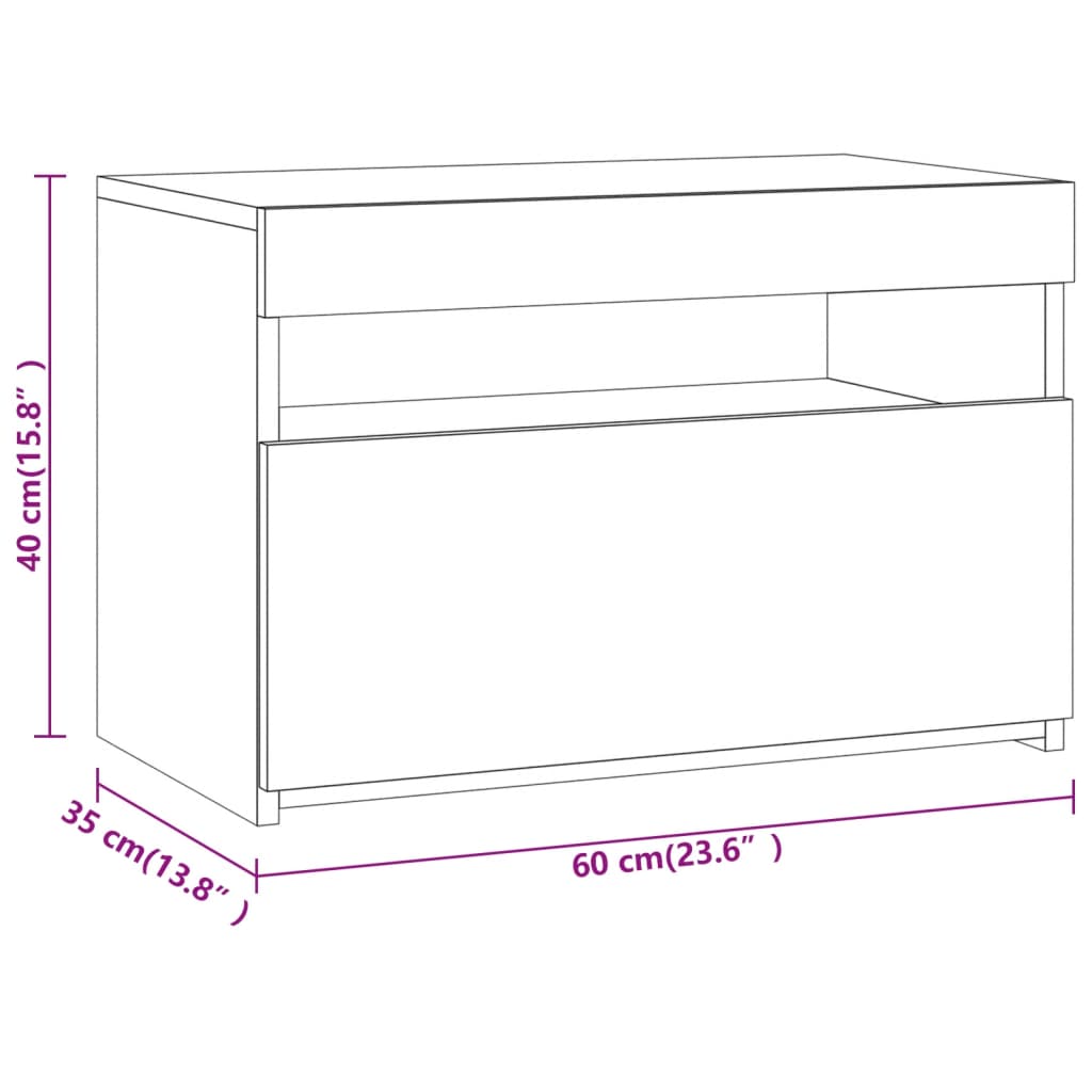 Nachttisch mit LED-Leuchten Grau Sonoma 60x35x40 cm