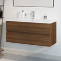 Waschbeckenschrank mit Einbaubecken Braun Eiche Holzwerkstoff