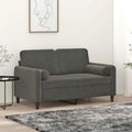 2-Sitzer-Sofa mit Kissen Dunkelgrau 120 cm Samt