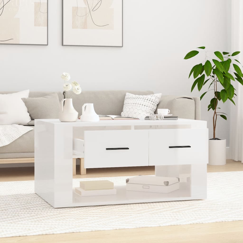 Couchtisch Hochglanz-Weiß 80x50x40 cm Holzwerkstoff