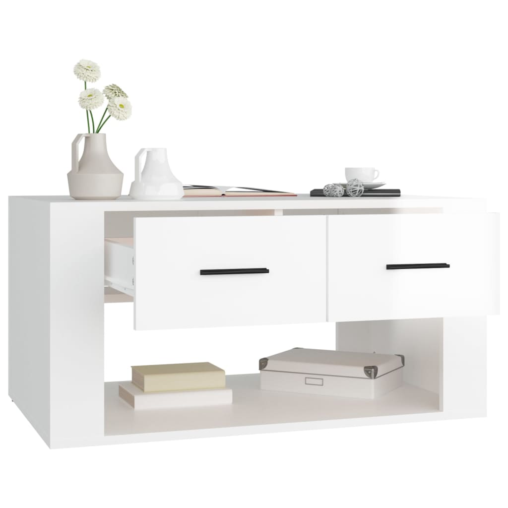 Couchtisch Hochglanz-Weiß 80x50x40 cm Holzwerkstoff