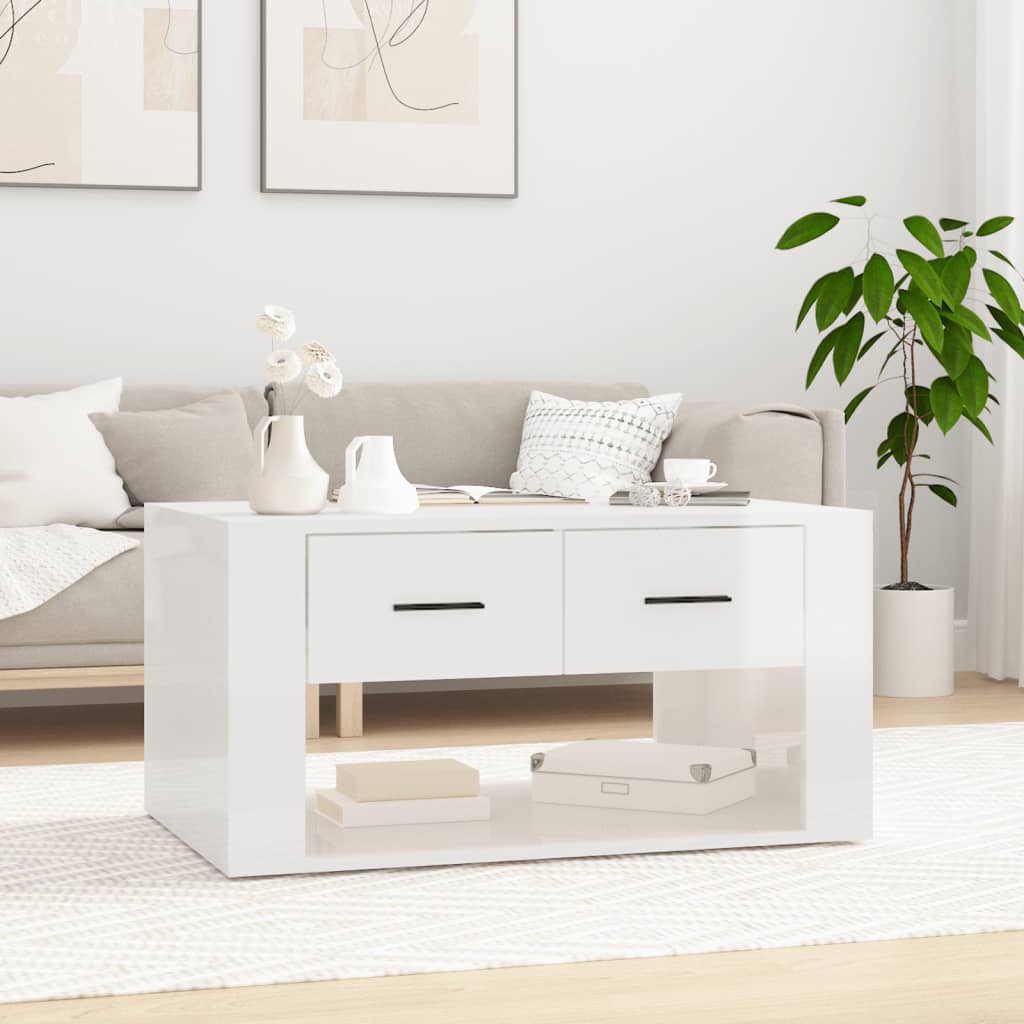 Couchtisch Hochglanz-Weiß 80x50x40 cm Holzwerkstoff