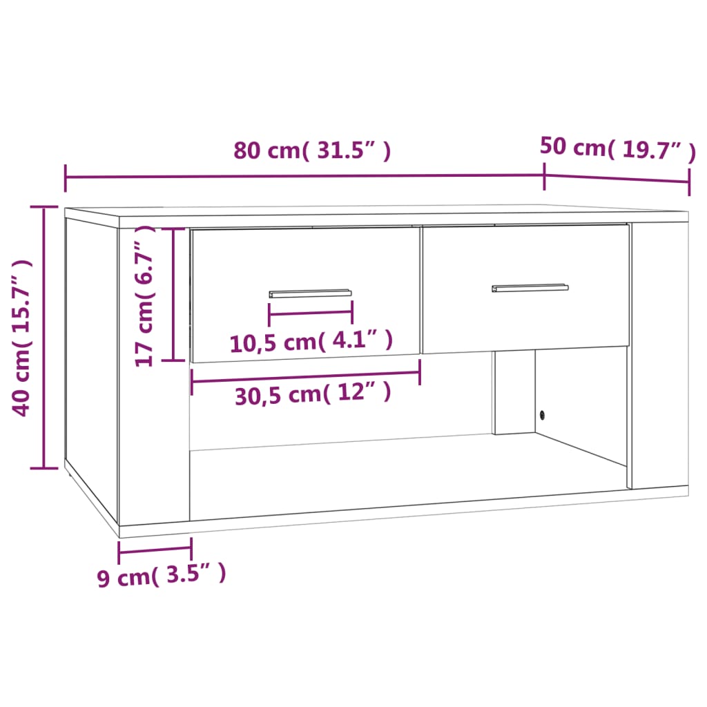 Couchtisch Betongrau 80x50x40 cm Holzwerkstoff