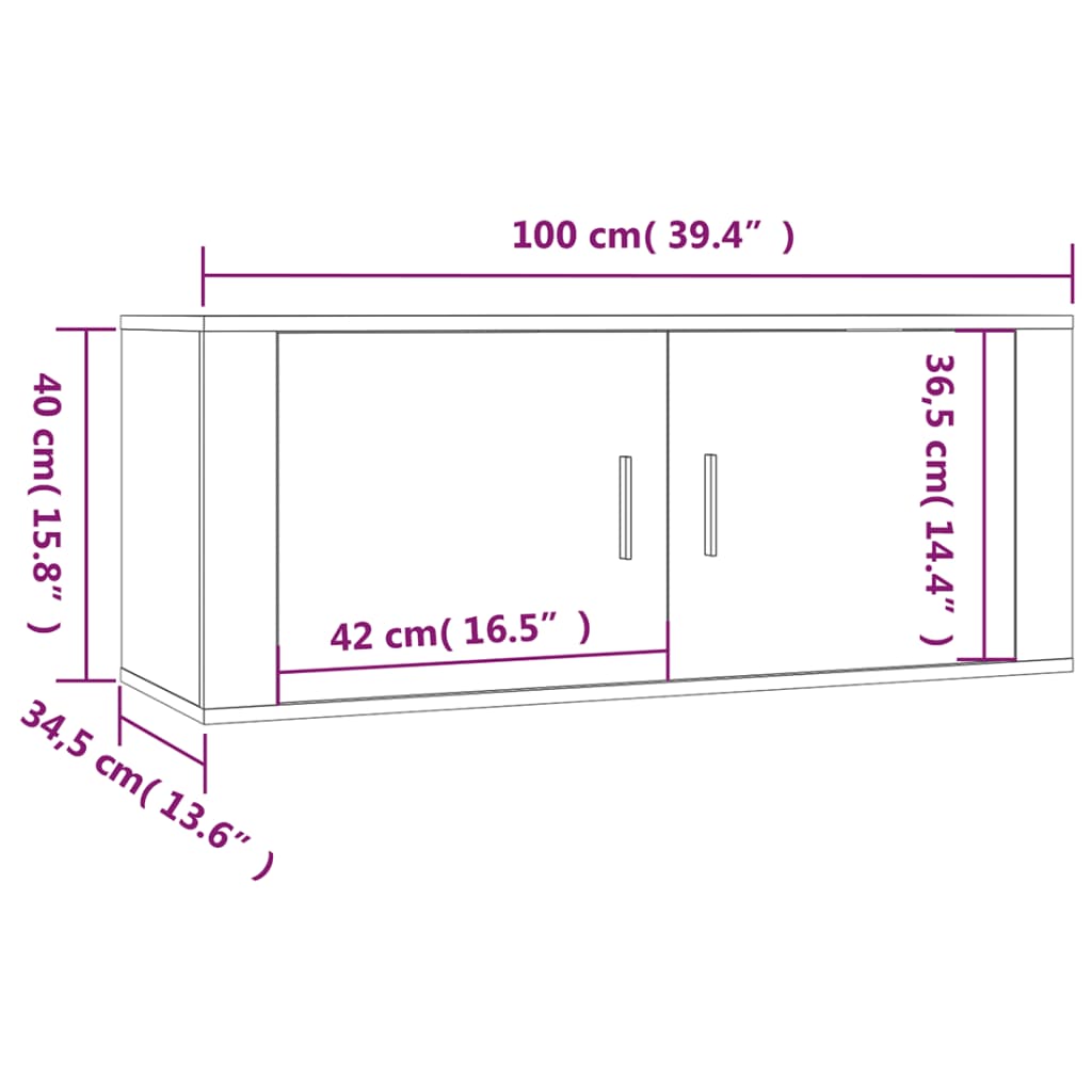 TV-Wandschrank Grau Sonoma 100x34,5x40 cm