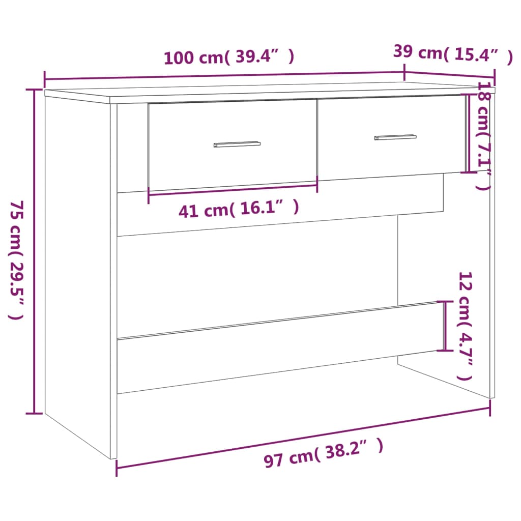 Konsolentisch Betongrau 100x39x75 cm Holzwerkstoff