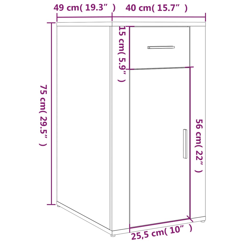 Büroschrank Weiß 40x49x75 cm Holzwerkstoff