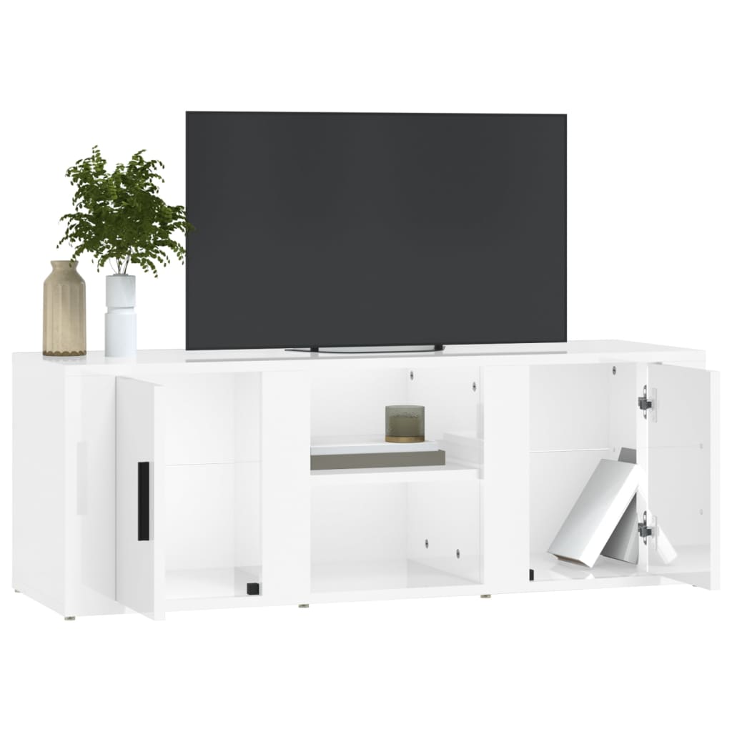 TV-Schrank Hochglanz-Weiß 100x31,5x35 cm Holzwerkstoff