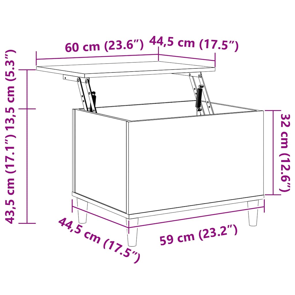 Couchtisch Schwarz 60x44,5x45 cm Holzwerkstoff
