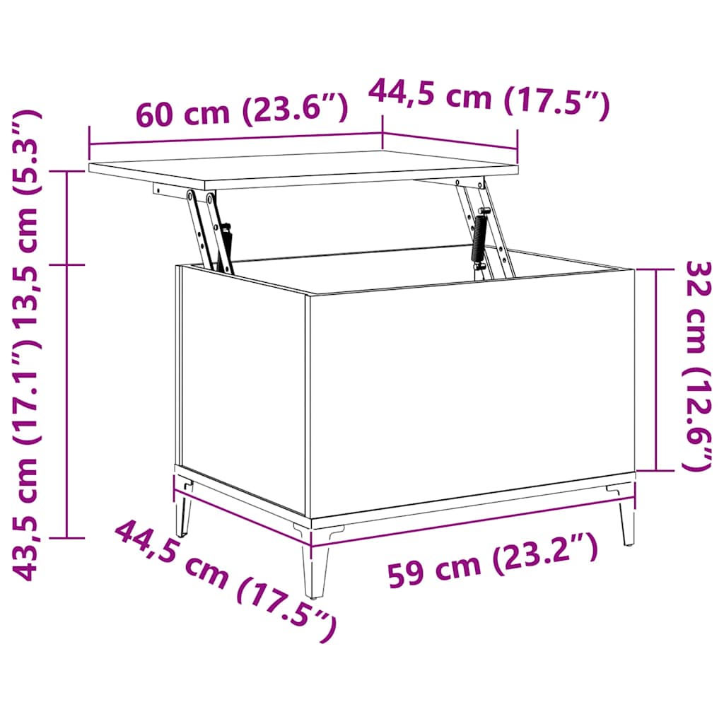 Couchtisch Weiß 60x44,5x45 cm Holzwerkstoff