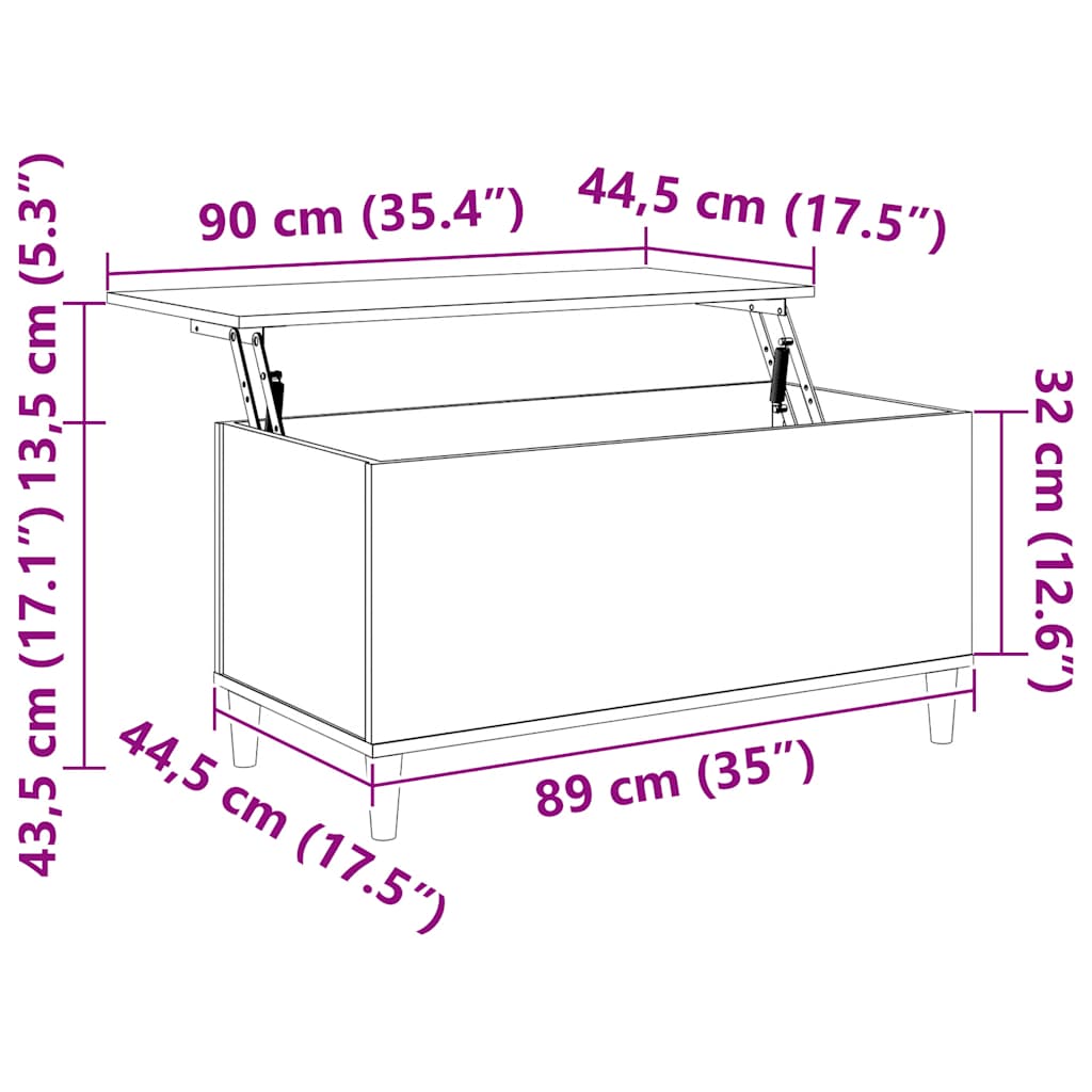 Couchtisch Schwarz 90x44,5x45 cm Holzwerkstoff