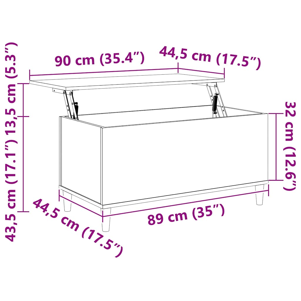 Couchtisch Braun Eichen-Optik 90x44,5x45 cm Holzwerkstoff