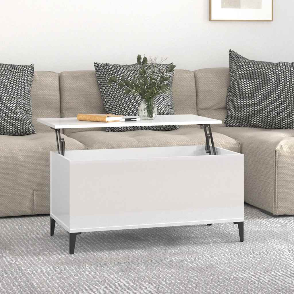 Couchtisch Hochglanz-Weiß 90x44,5x45 cm Holzwerkstoff