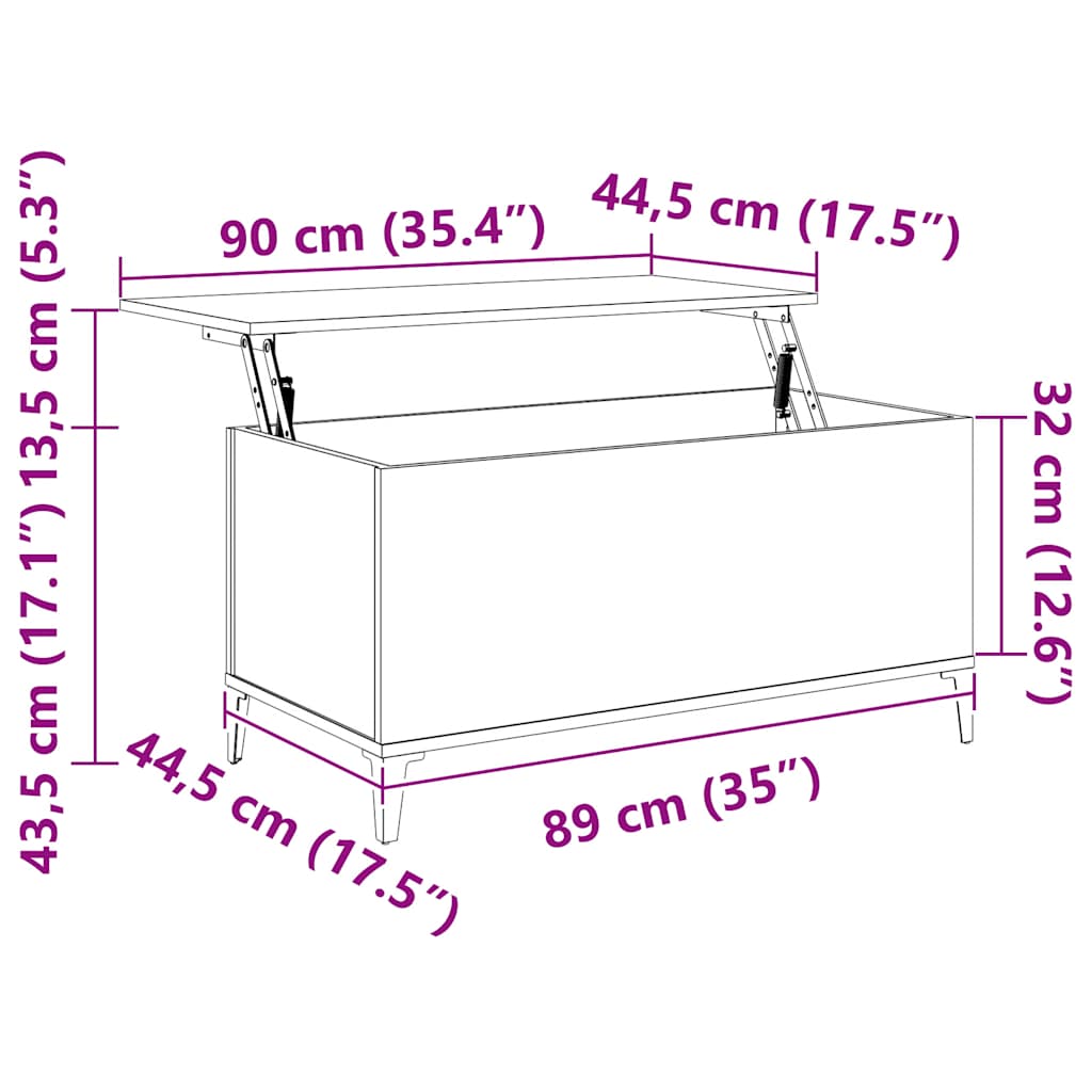 Couchtisch Sonoma-Eiche 90x44,5x45 cm Holzwerkstoff