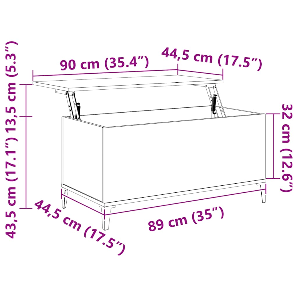 Couchtisch Braun Eichen-Optik 90x44,5x45 cm Holzwerkstoff