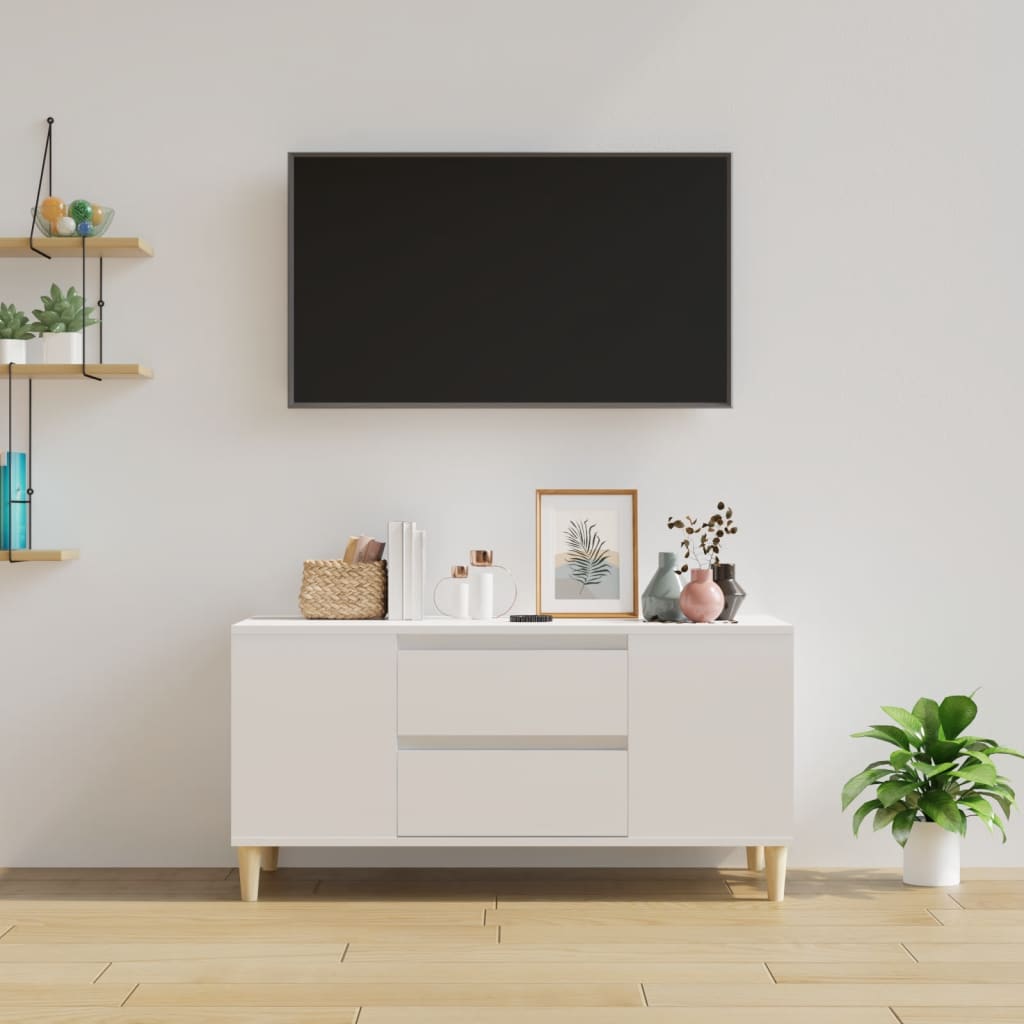 TV-Schrank Hochglanz-Weiß 102x44,5x50 cm Holzwerkstoff