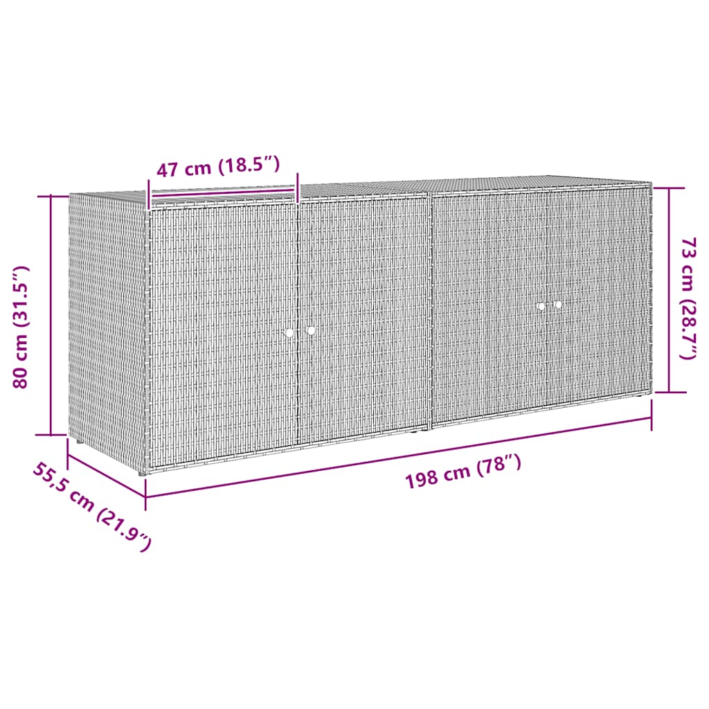 Gartenschrank Schwarz 198 x 55,5 x 80 cm Poly Rattan