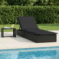 Sonnenliege 1 Stk. mit Tisch Schwarz Poly Rattan