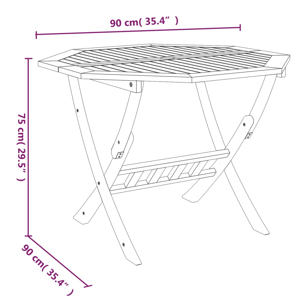 Klappbarer Gartentisch 90x75 cm Massivholz Akazie