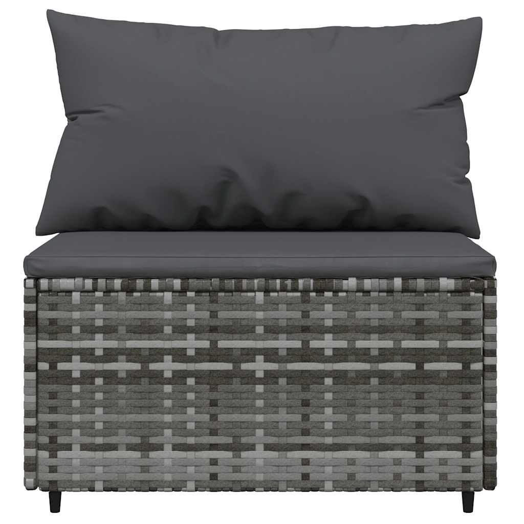 4-tlg. Garten-Lounge-Set mit Kissen Grau Poly Rattan