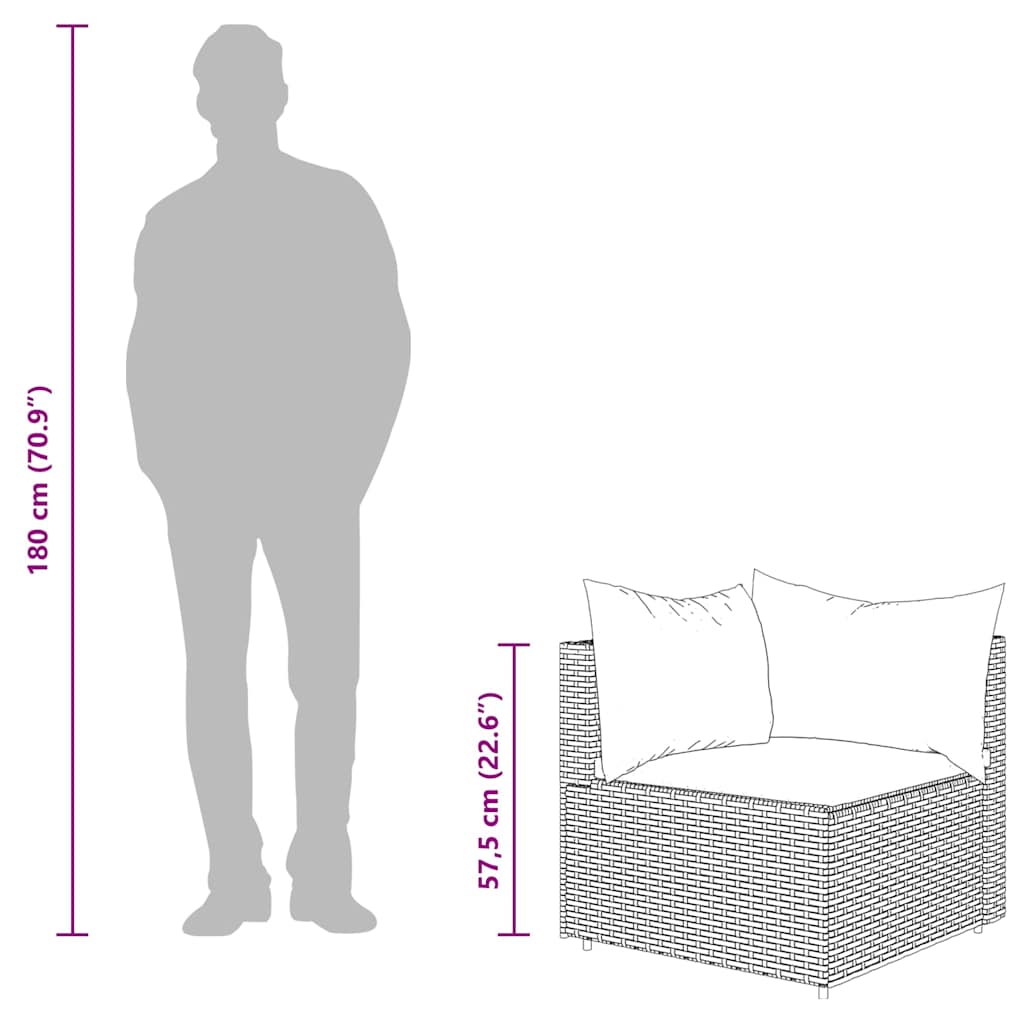 Garten-Ecksofas mit Kissen 2 Stk. Grau Poly Rattan
