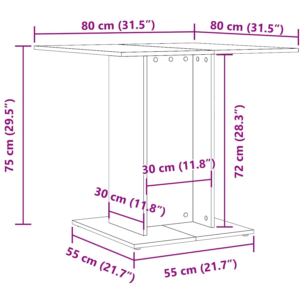 Esstisch Grau Sonoma 80x80x75 cm Holzwerkstoff