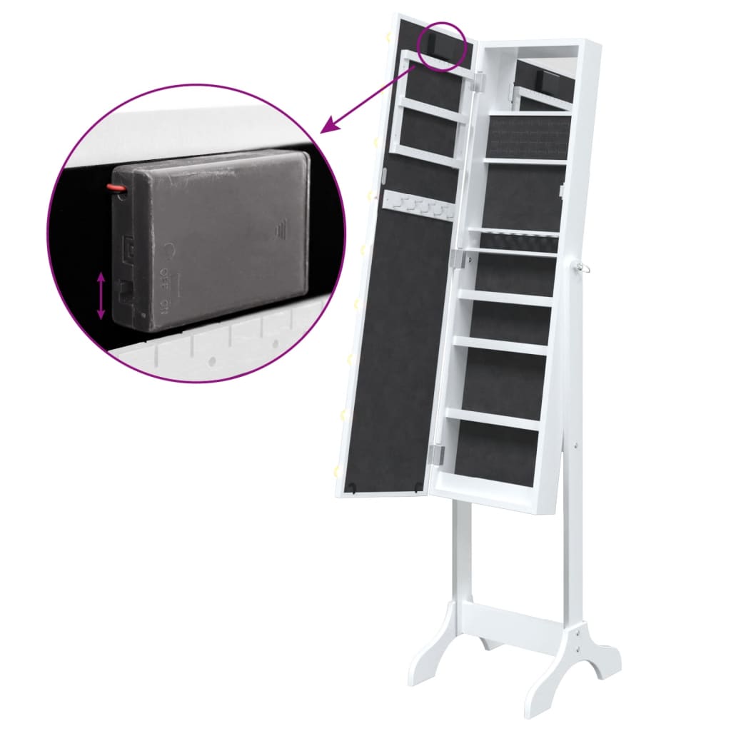 Standspiegel mit LED Weiß 34x37x146 cm