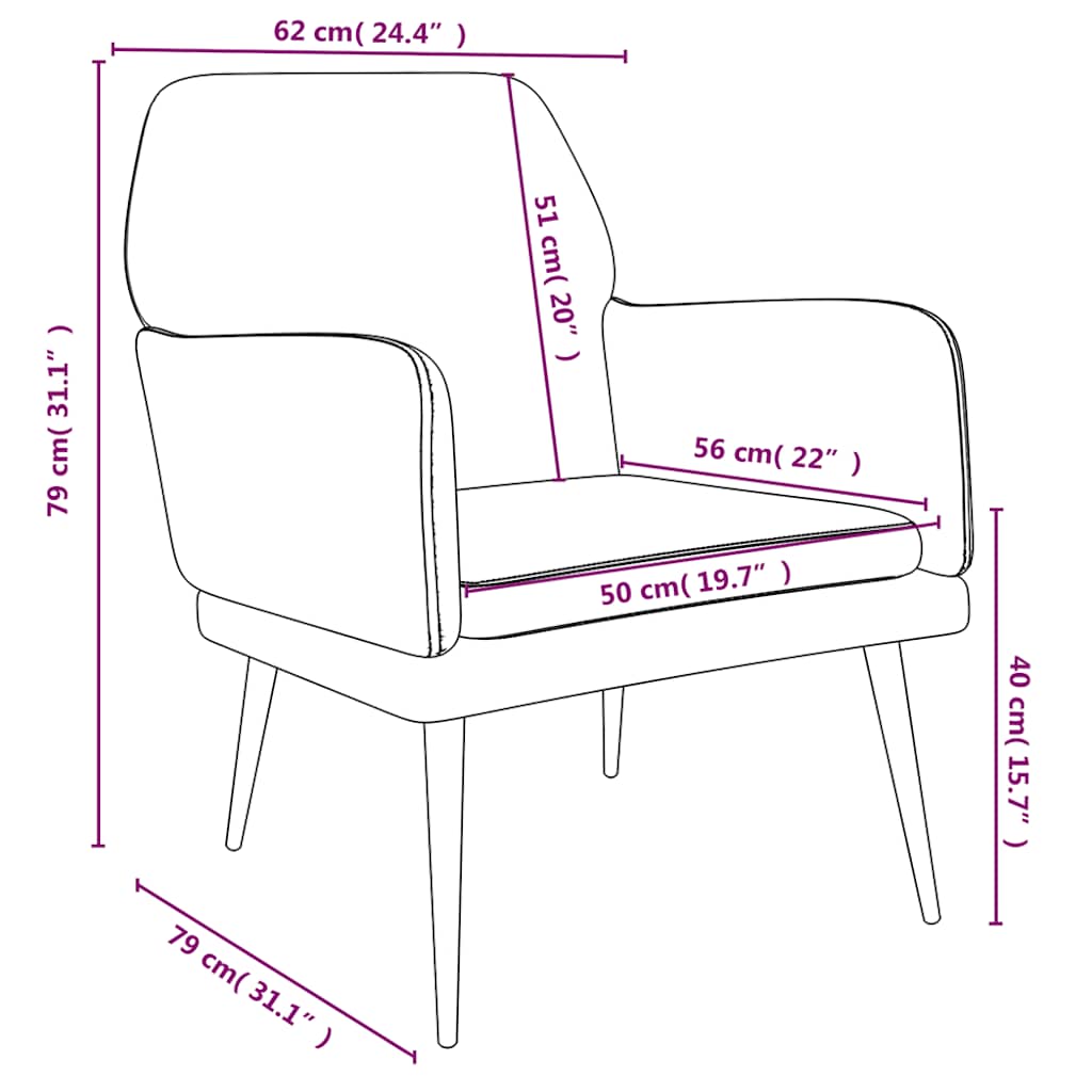 Sessel Creme 62x79x79 cm Samt