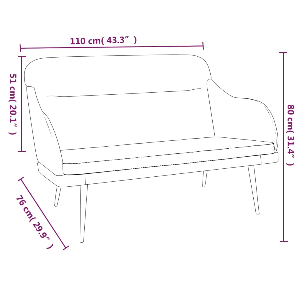 Sitzbank Rosa 110x76x80 cm Samt