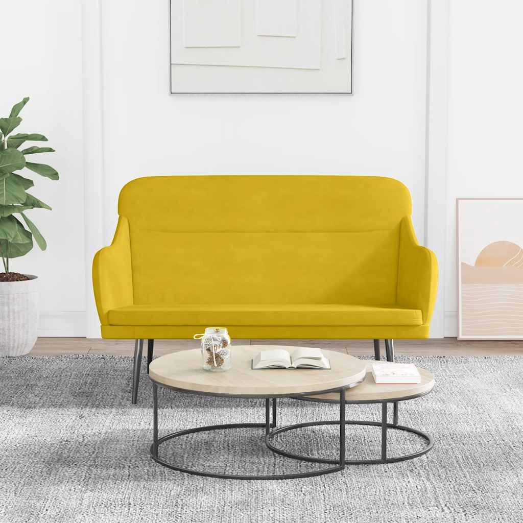 Sitzbank Gelb 110x76x80 cm Samt