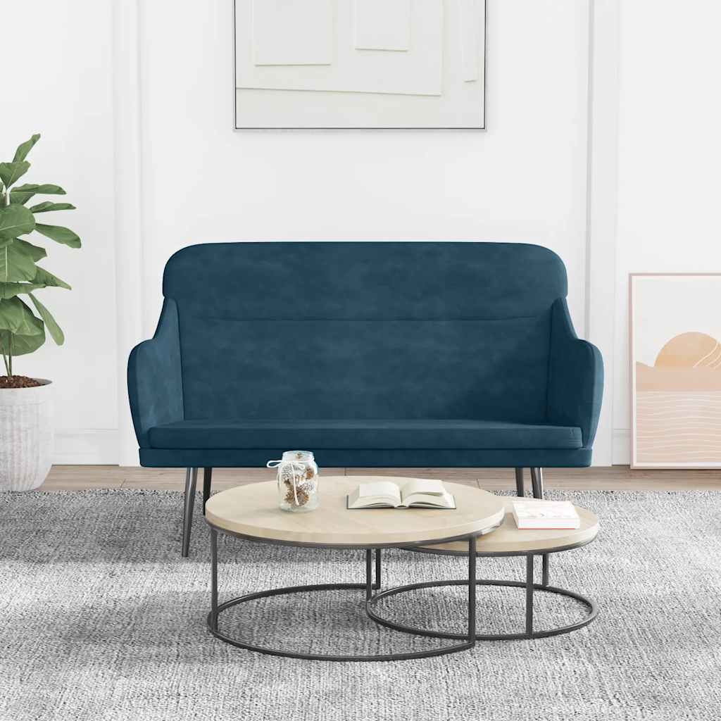 Sitzbank Blau 110x76x80 cm Samt