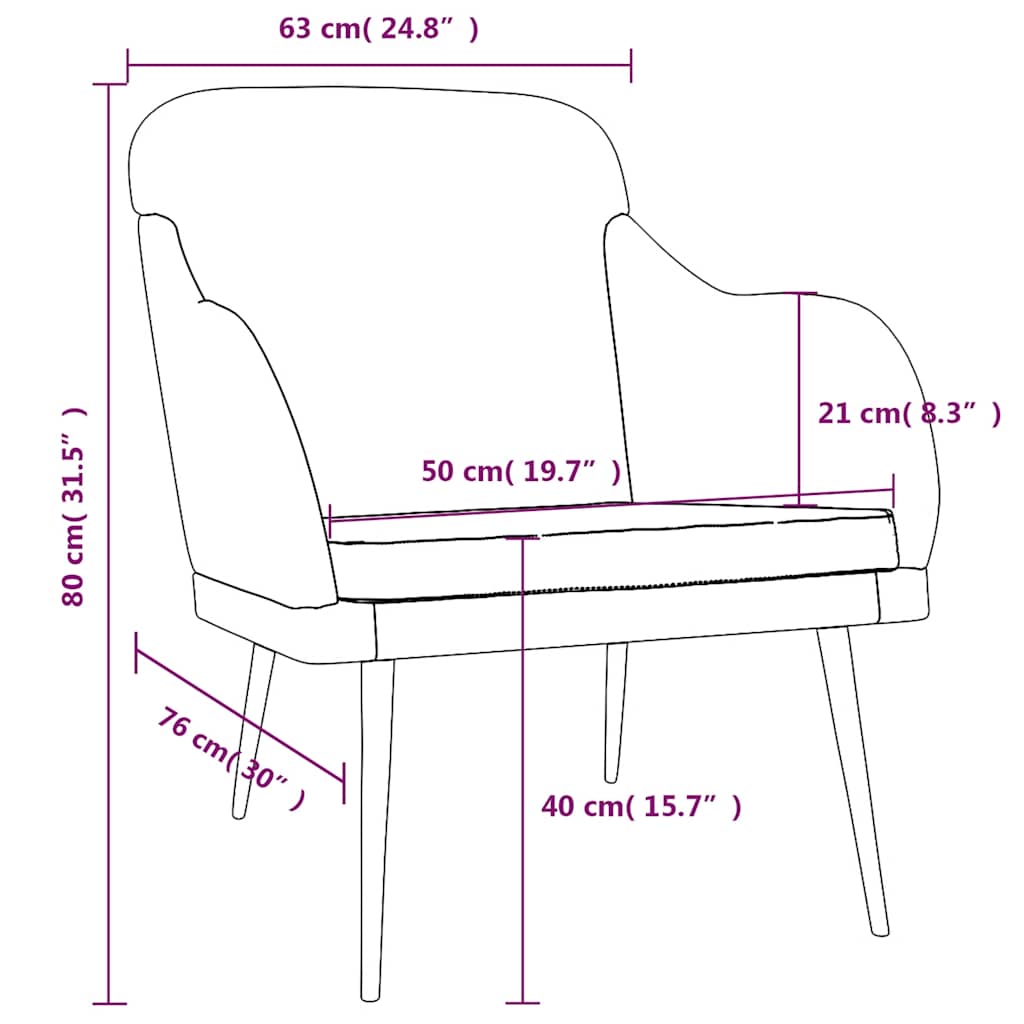 Sessel Blau 63x76x80 cm Samt