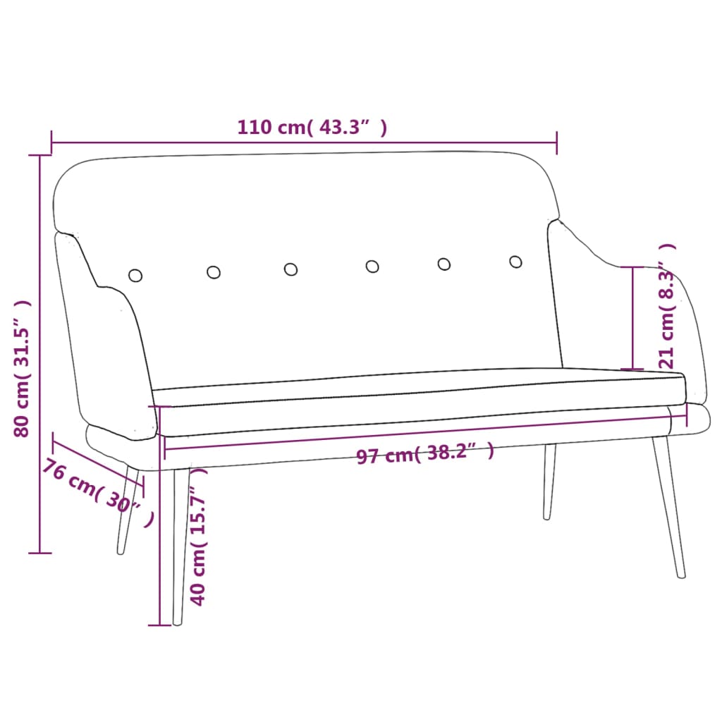 Sitzbank Weinrot 110x76x80 cm Stoff