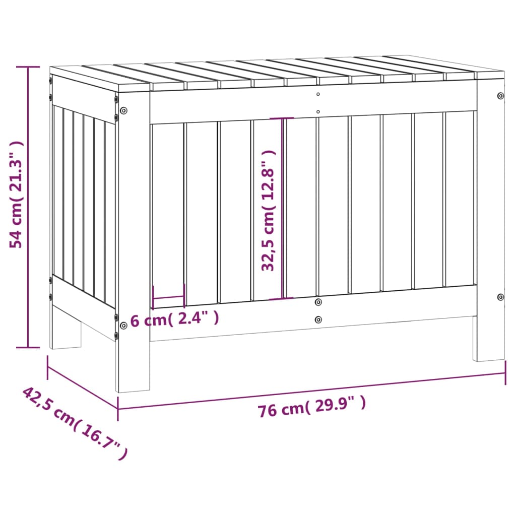 Gartentruhe Grau 76x42,5x54 cm Massivholz Kiefer