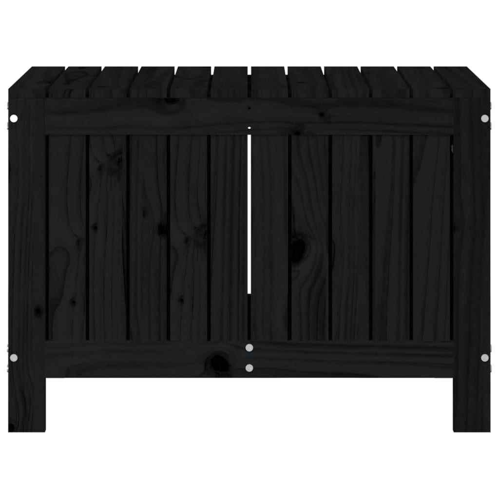 Gartentruhe Schwarz 76x42,5x54 cm Massivholz Kiefer