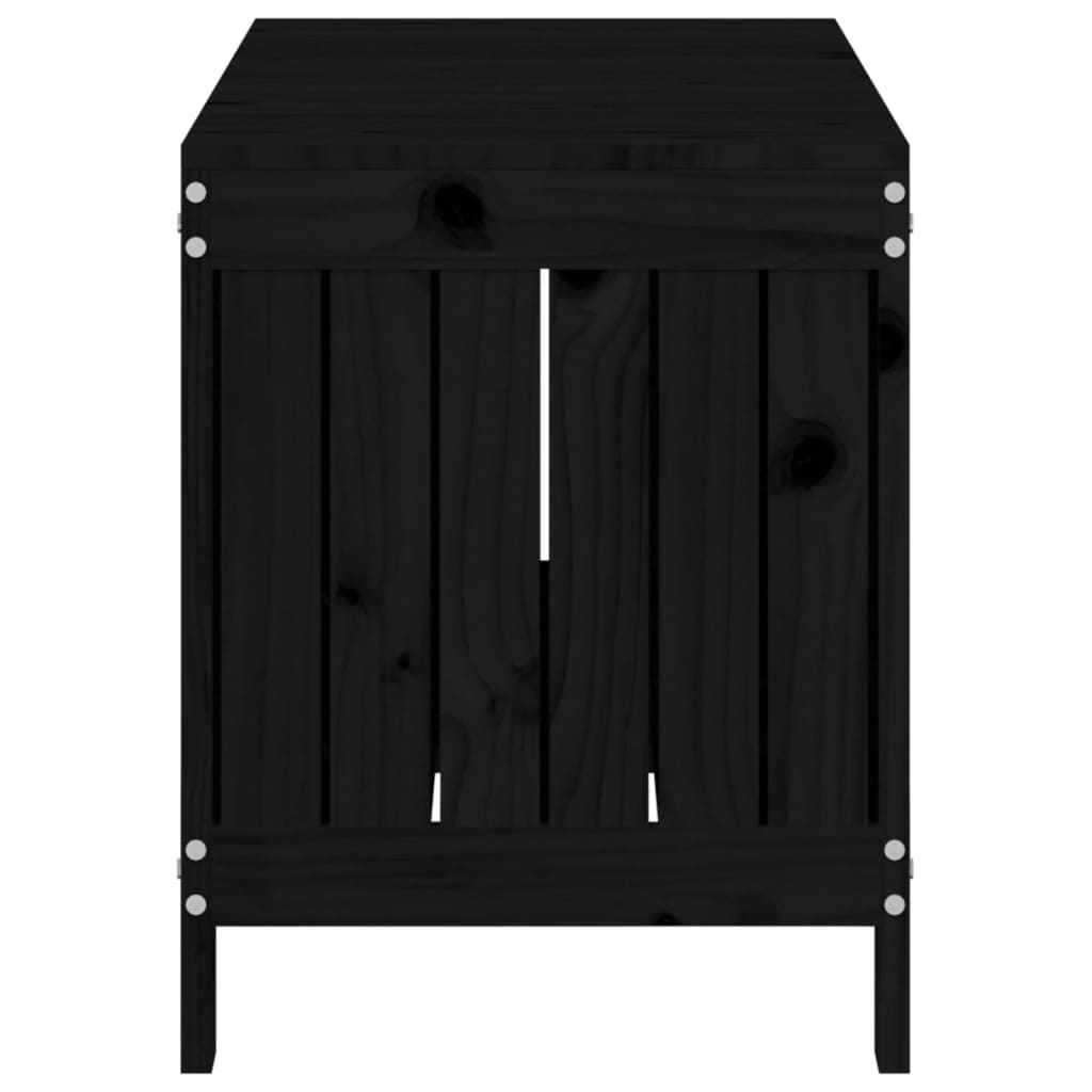 Gartentruhe Schwarz 108x42,5x54 cm Massivholz Kiefer