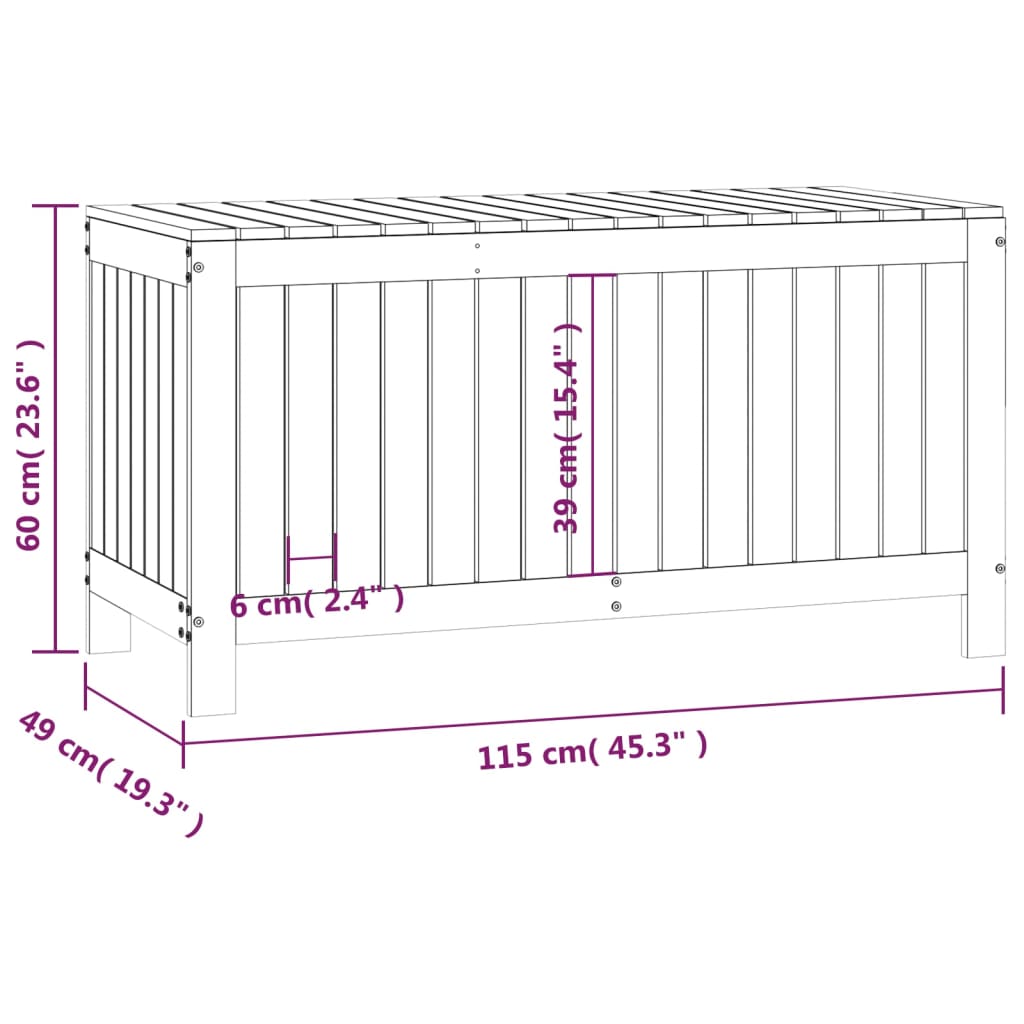 Gartentruhe Grau 115x49x60 cm Massivholz Kiefer