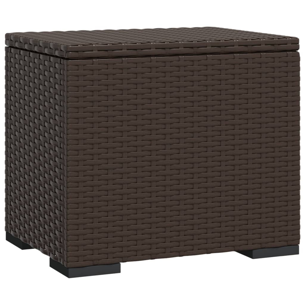 Hocker mit Kissen Braun 40x30x40 cm Poly Rattan