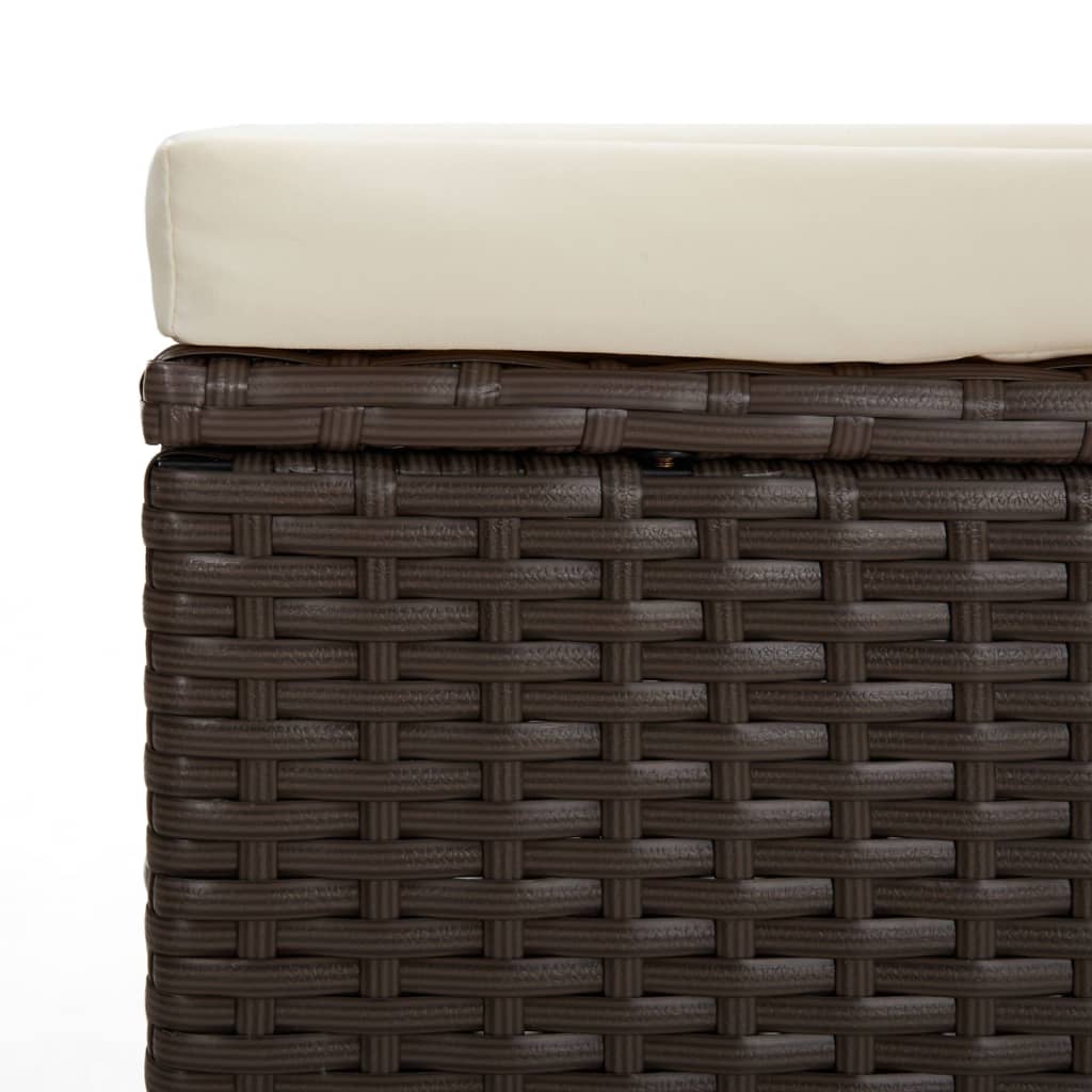 Hocker mit Kissen Braun 40x30x40 cm Poly Rattan
