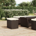 Hocker mit Kissen Braun 40x30x40 cm Poly Rattan