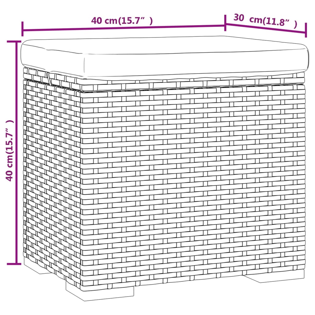 Hocker mit Kissen 2 Stk. Schwarz 40x30x40 cm Poly Rattan