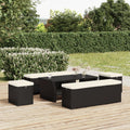 Hocker mit Kissen 2 Stk. Schwarz 40x30x40 cm Poly Rattan